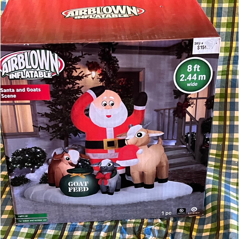 Inflatable Santa w/goats Scene